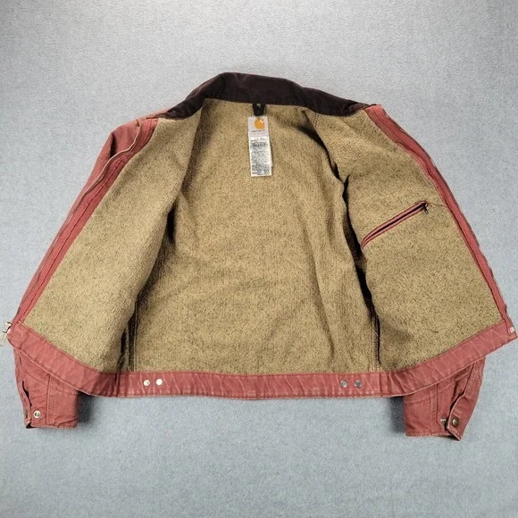 Vintage Carhartt Detroit WJ097 VRS Rose Salmon Pink Jacket lined